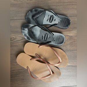 Lot of 2 pairs of Havaianas Womens 7/8 flip flops 37/38